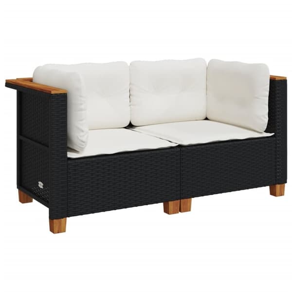 vidaXL hjørnemoduler til havesofa 2 stk. med hynder polyrattan sort