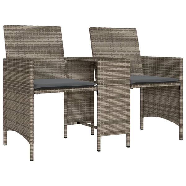 vidaXL 2-personers havesofa med bord og skamler polyrattan grå