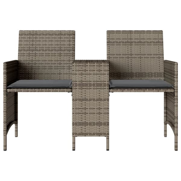 vidaXL 2-personers havesofa med bord og skamler polyrattan grå