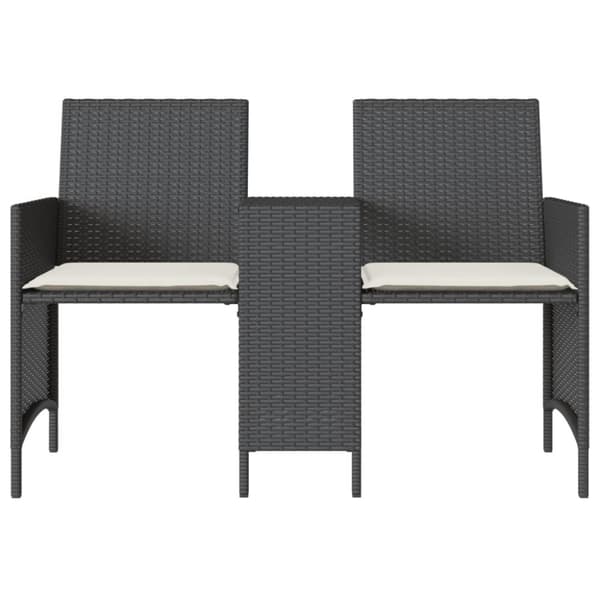 vidaXL 2-personers havesofa med bord og skamler polyrattan sort