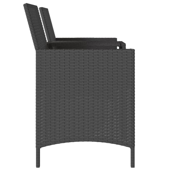 vidaXL 2-personers havesofa med bord og skamler polyrattan sort