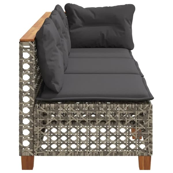 vidaXL 3-personers havesofa med hynder polyrattan grå