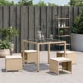 Miniatyrbillede 4 af 11: vidaXL haveskamler 4 stk. med hynder 40x40x35 cm polyrattan beige
