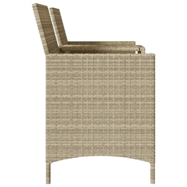 vidaXL 2-personers havesofa med bord og hynder polyrattan lysegrå