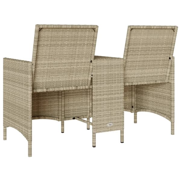 vidaXL 2-personers havesofa med bord og hynder polyrattan lysegrå