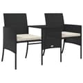 Miniatyrbilde 6 av 11: vidaXL Hagesofa 2-seters med bord og krakker svart polyrotting