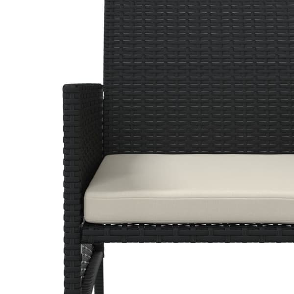vidaXL Hagesofa 2-seters med bord og krakker svart polyrotting