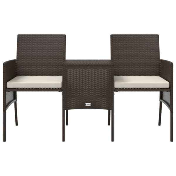 vidaXL Hagesofa 2-seters med bord og krakker brun polyrotting