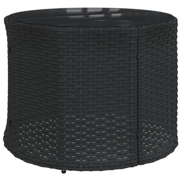 vidaXL havesofa med bord og hynder rund polyrattan sort