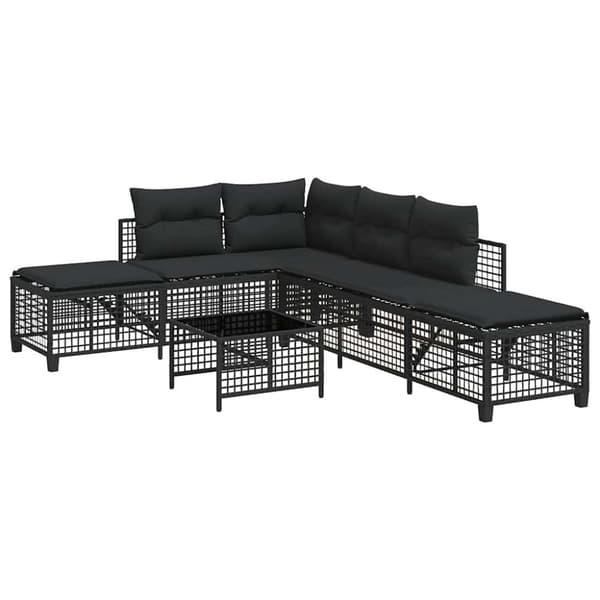 vidaXL hjørnesofasæt til haven 3 dele med hynder polyrattan sort