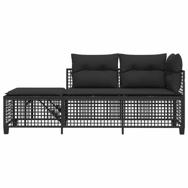 vidaXL hjørnesofasæt til haven 3 dele med hynder polyrattan sort