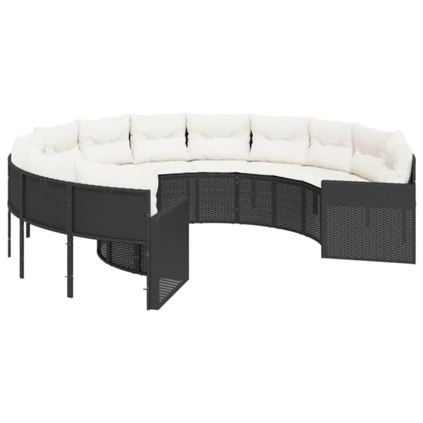 vidaXL havesofa med hynder rund polyrattan sort