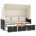 Miniatyrbillede 3 af 11: vidaXL 3-personers havesofa med baldakin og skamler polyrattan sort