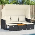 Miniatyrbillede 4 af 11: vidaXL 3-personers havesofa med baldakin og skamler polyrattan sort