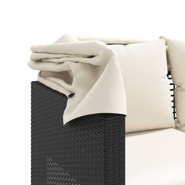 vidaXL 3-personers havesofa med baldakin og skamler polyrattan sort