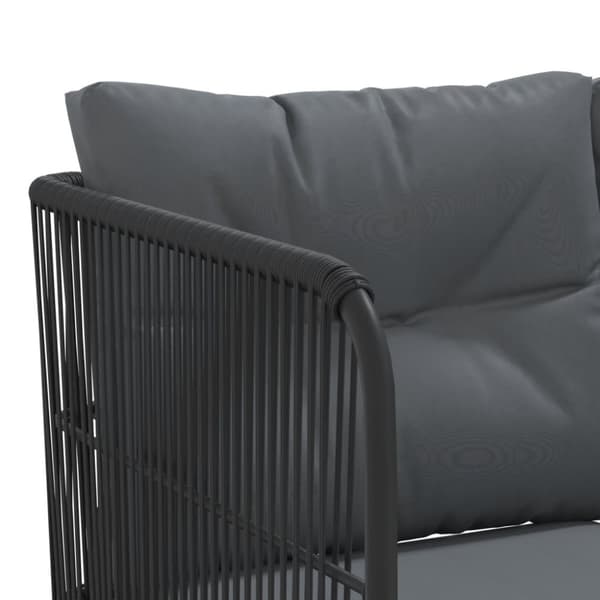 vidaXL Trädgårdssoffa med dynor L-formad svart stål och textilen