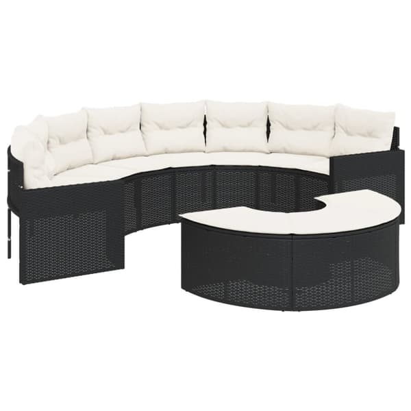 vidaXL sofasæt til haven 2 dele halvrund polyrattan sort