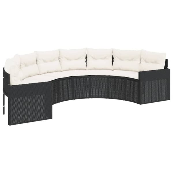 vidaXL sofasæt til haven 2 dele halvrund polyrattan sort