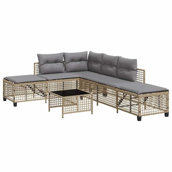 vidaXL hjørnesofasæt til haven 3 dele med hynder polyrattan beige