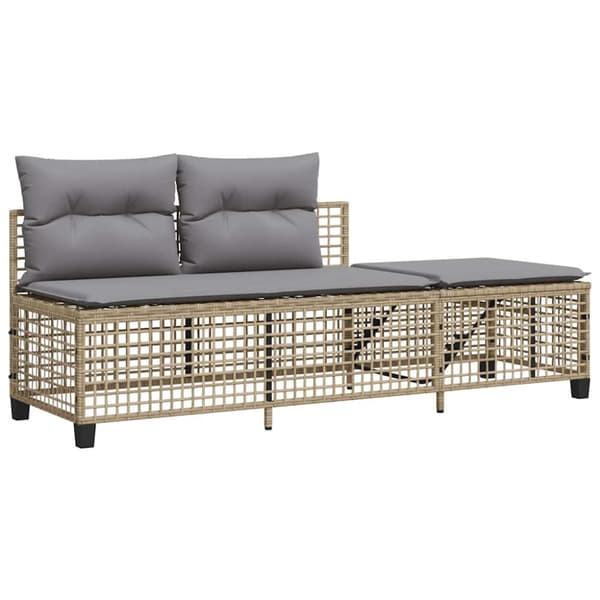 vidaXL hjørnesofasæt til haven 3 dele med hynder polyrattan beige