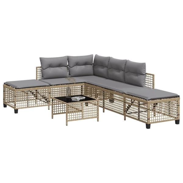 vidaXL hjørnesofasæt til haven 3 dele med hynder polyrattan beige