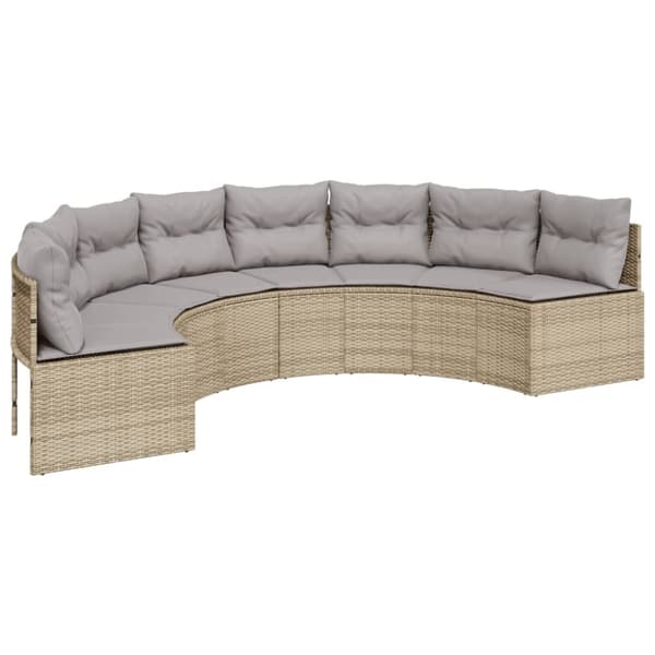 vidaXL sofasæt til haven 3 dele halvrund polyrattan beige