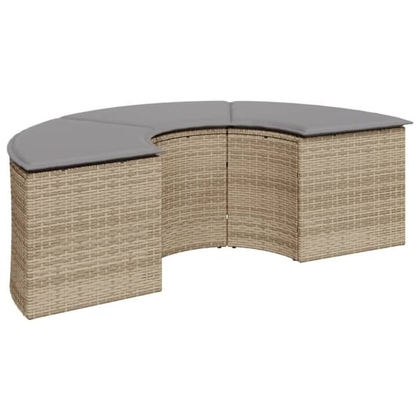 vidaXL sofasæt til haven 3 dele halvrund polyrattan beige