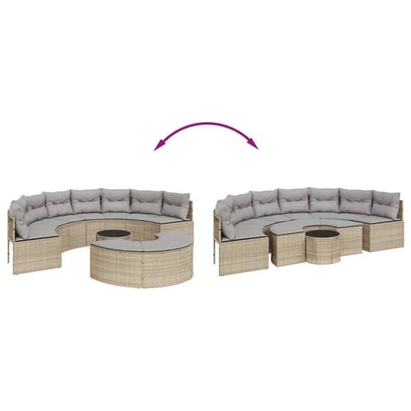 vidaXL sofasæt til haven 3 dele halvrund polyrattan beige