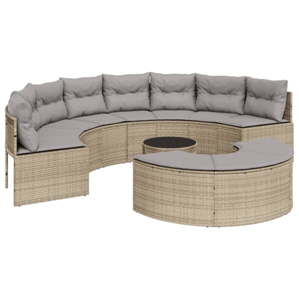 vidaXL sofasæt til haven 3 dele halvrund polyrattan beige