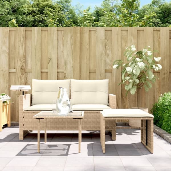 vidaXL sofasæt til haven 3 dele med hynder polyrattan beige