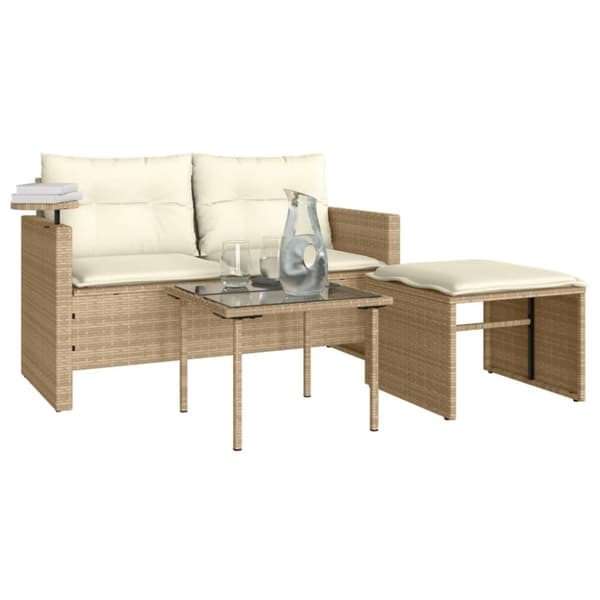vidaXL sofasæt til haven 3 dele med hynder polyrattan beige
