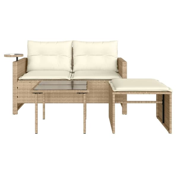 vidaXL sofasæt til haven 3 dele med hynder polyrattan beige