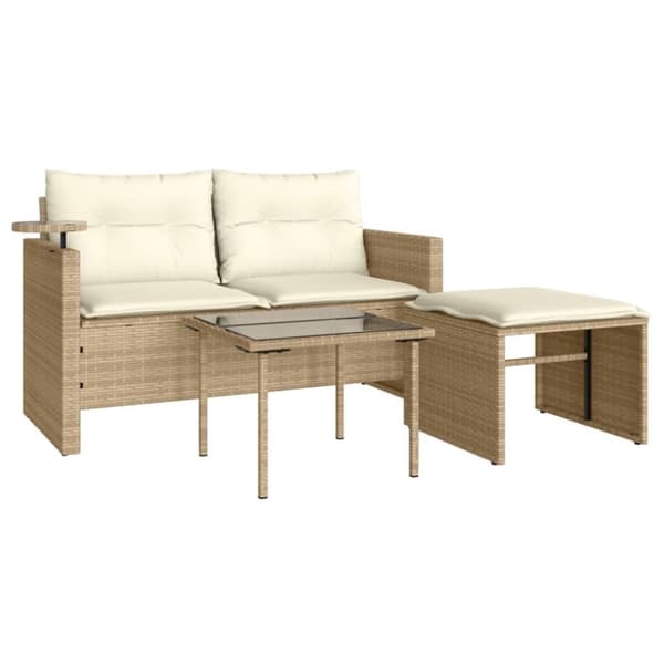 vidaXL sofasæt til haven 3 dele med hynder polyrattan beige