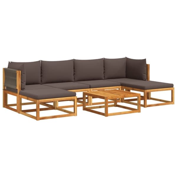 vidaXL sofasæt til haven 7 dele med hynder massivt akacietræ