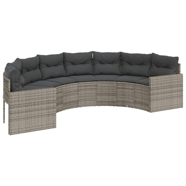 vidaXL havesofa med hynder halvrund polyrattan grå