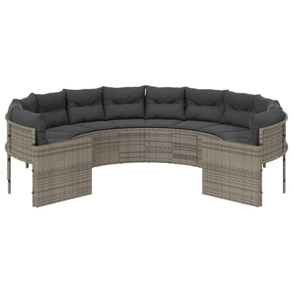 vidaXL havesofa med hynder rund polyrattan grå