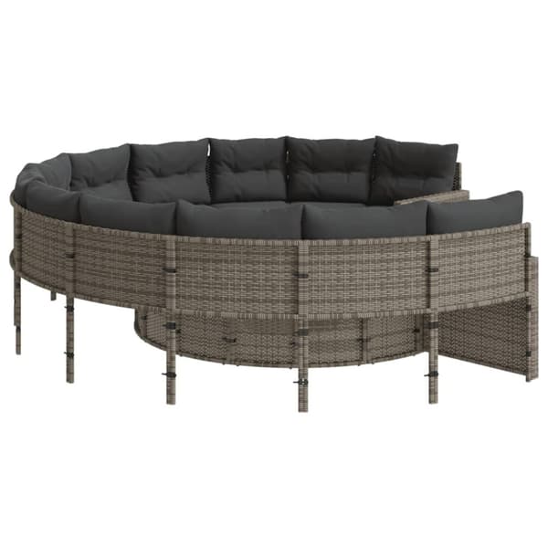vidaXL havesofa med hynder rund polyrattan grå
