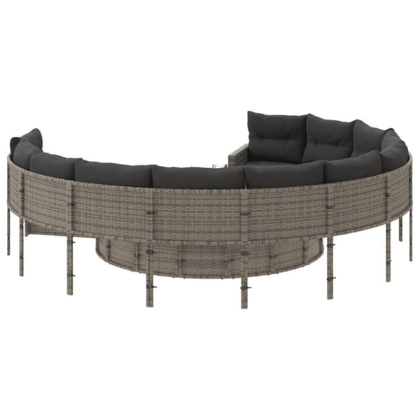 vidaXL havesofa med hynder rund polyrattan grå