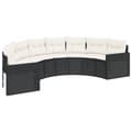 Miniatyrbillede 3 af 7: vidaXL havesofa med hynder halvrund polyrattan sort