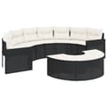 Miniatyrbillede 4 af 7: vidaXL havesofa med hynder halvrund polyrattan sort