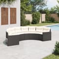 Miniatyrbillede 2 af 7: vidaXL havesofa med hynder halvrund polyrattan sort