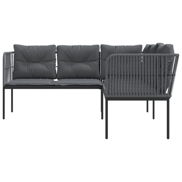 vidaXL havesofa med hynder L-facon stål og textilene sort