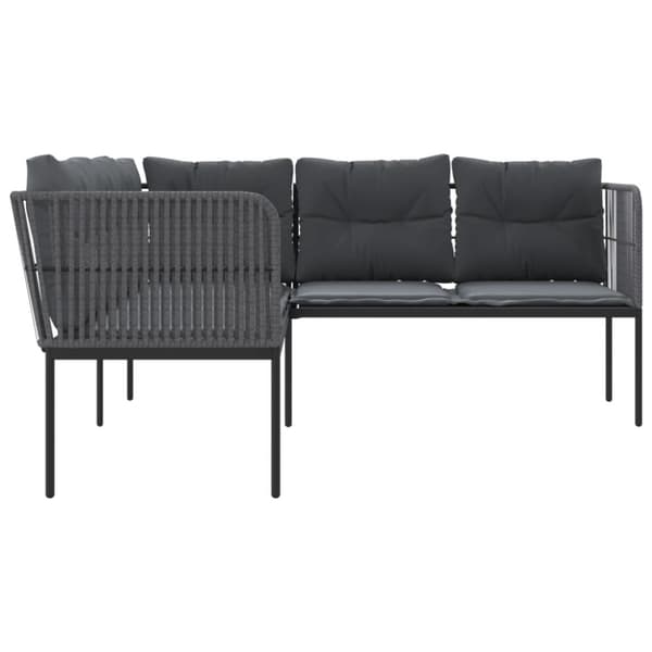 vidaXL havesofa med hynder L-facon stål og textilene sort