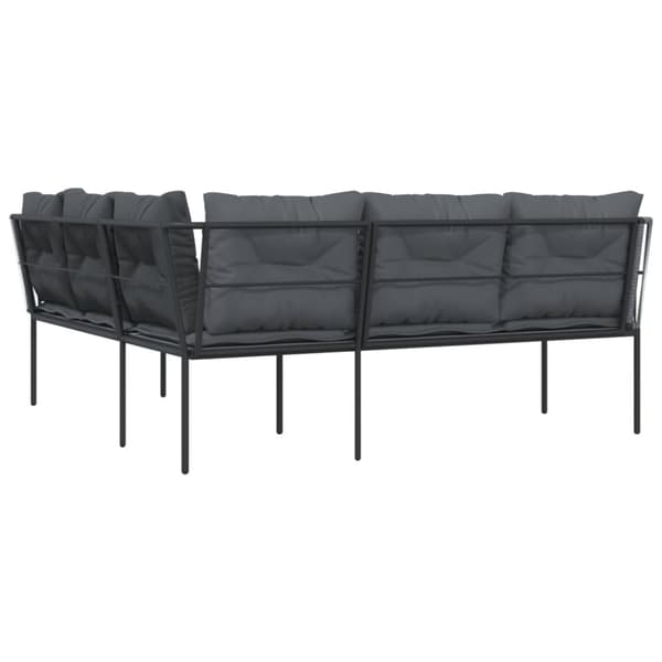 vidaXL havesofa med hynder L-facon stål og textilene sort