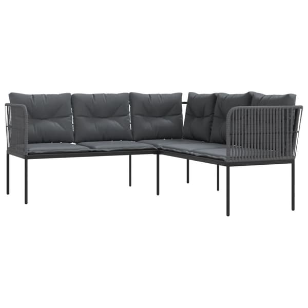 vidaXL havesofa med hynder L-facon stål og textilene sort
