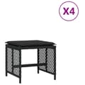 Miniatyrbillede 3 af 11: vidaXL haveskammel med hynder 4 stk. 41x41x36 cm polyrattan sort