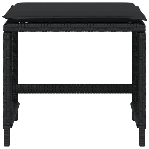 vidaXL haveskammel med hynder 4 stk. 41x41x36 cm polyrattan sort