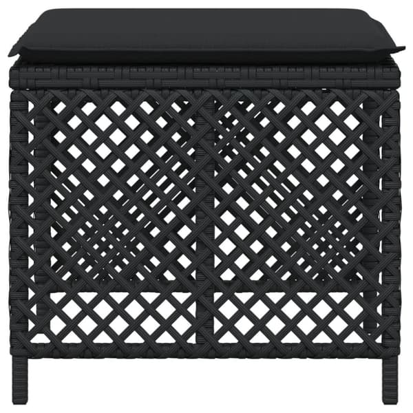 vidaXL haveskammel med hynder 4 stk. 41x41x36 cm polyrattan sort