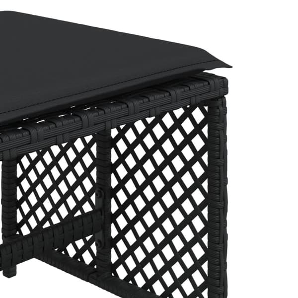 vidaXL haveskammel med hynder 4 stk. 41x41x36 cm polyrattan sort