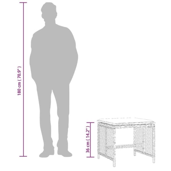 vidaXL haveskammel med hynder 4 stk. 41x41x36 cm polyrattan sort